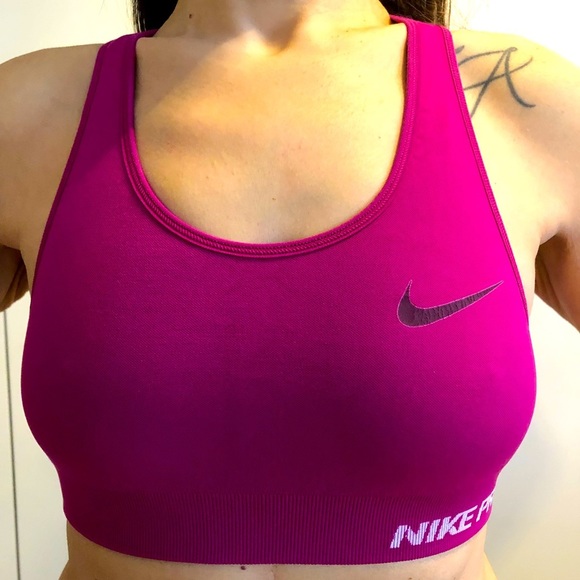 Nike Small Dri Fit Swoosh Sports Bra Racerback Athletic Fushia - Picture 1 of 12